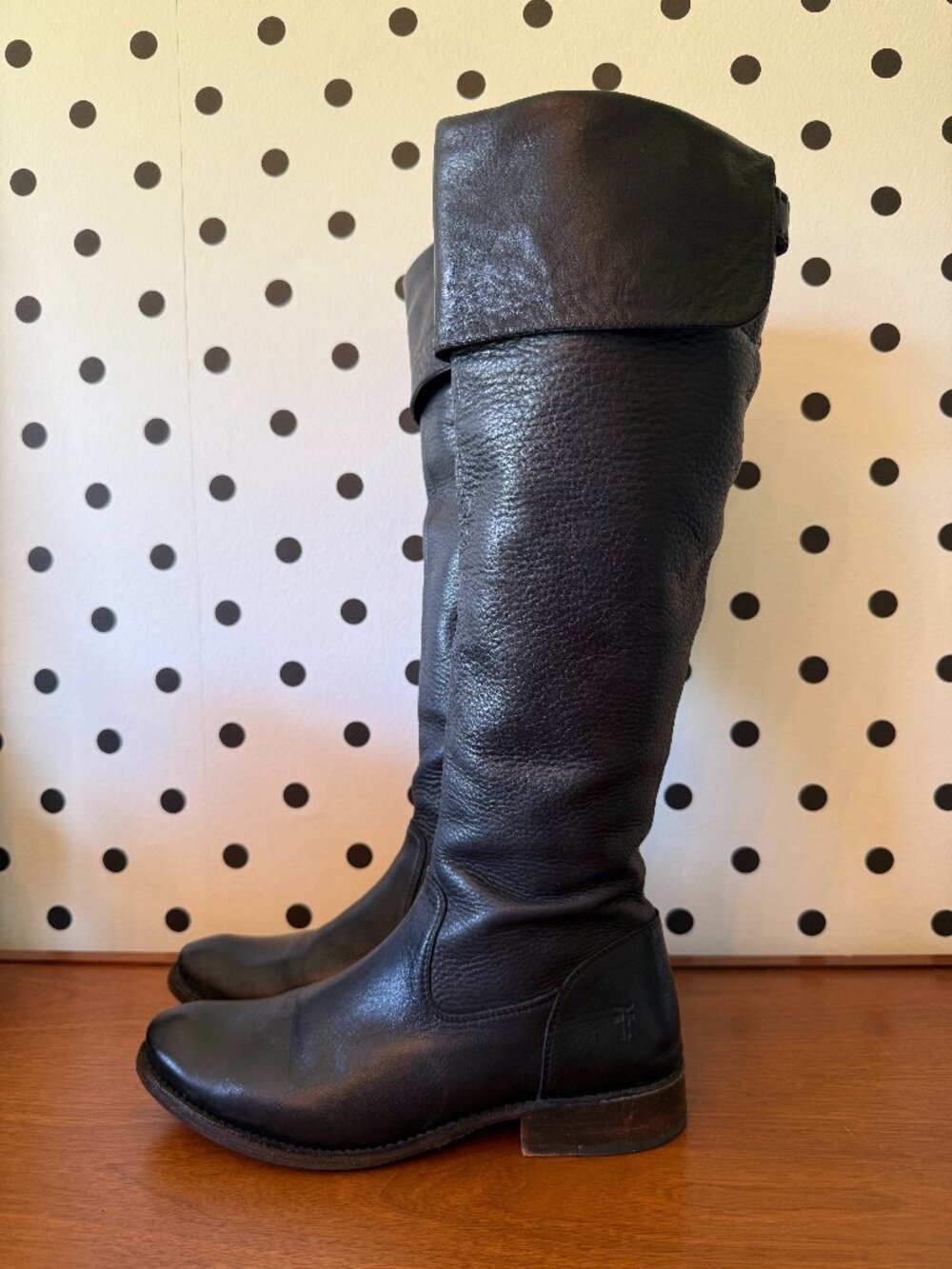 Frye Shirley Black Leather Over the Knee Boots Size 7.5